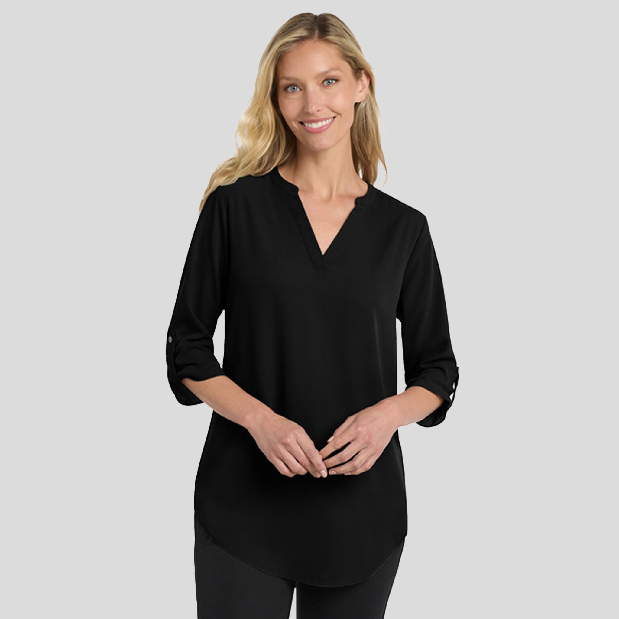 Women's 3/4-Sleeve Tunic Blouse | Black