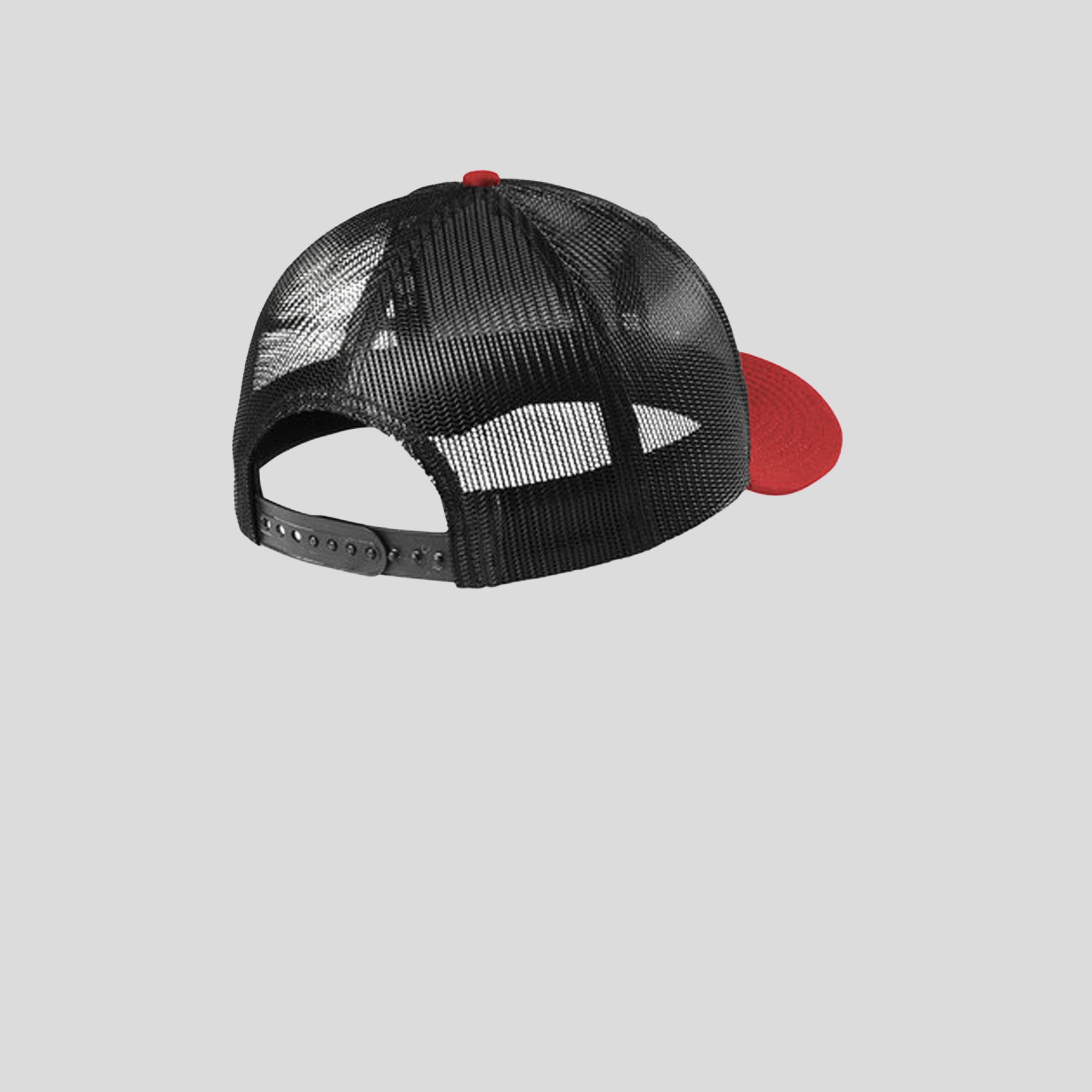 Snapback Low Profile Trucker Cap | Black/Scarlet