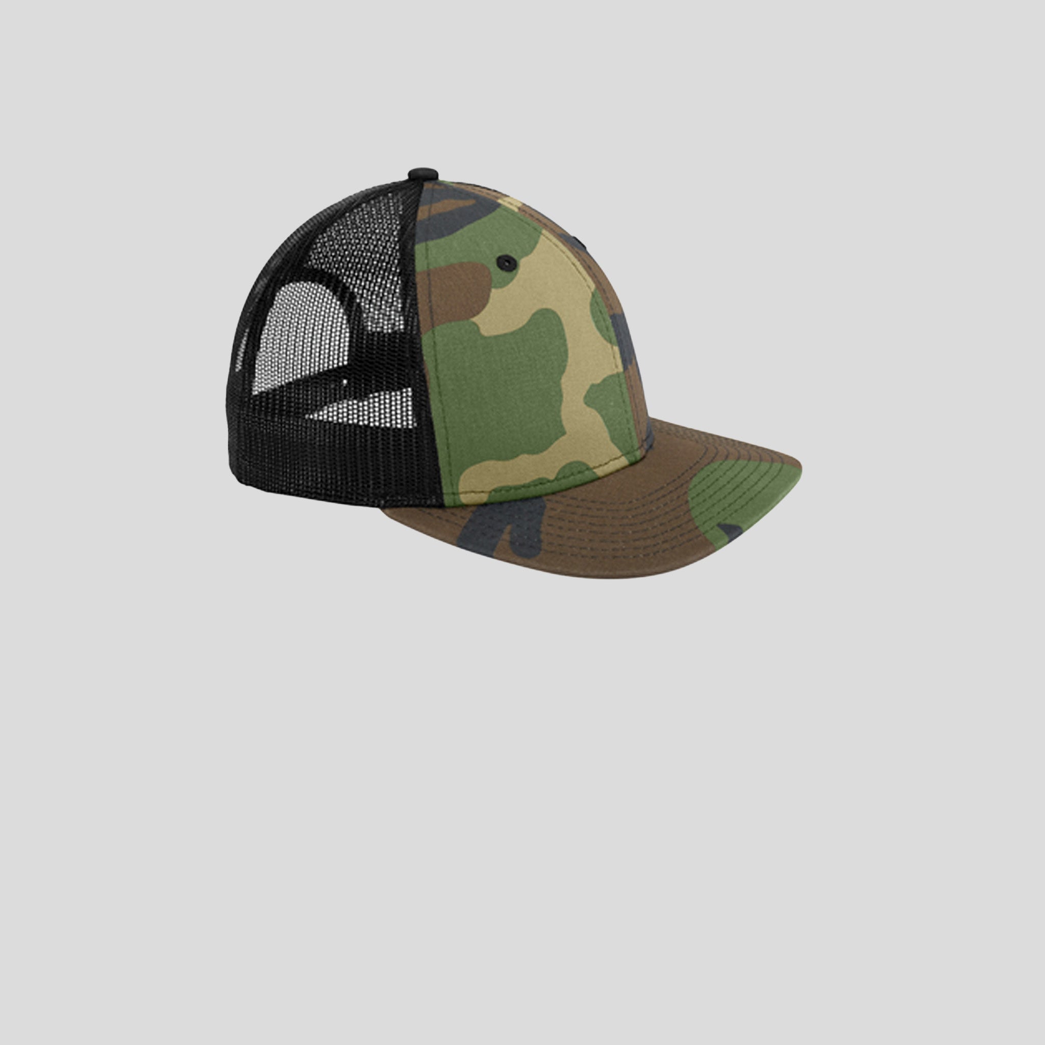 Snapback Low Profile Trucker Cap | Camo/Black