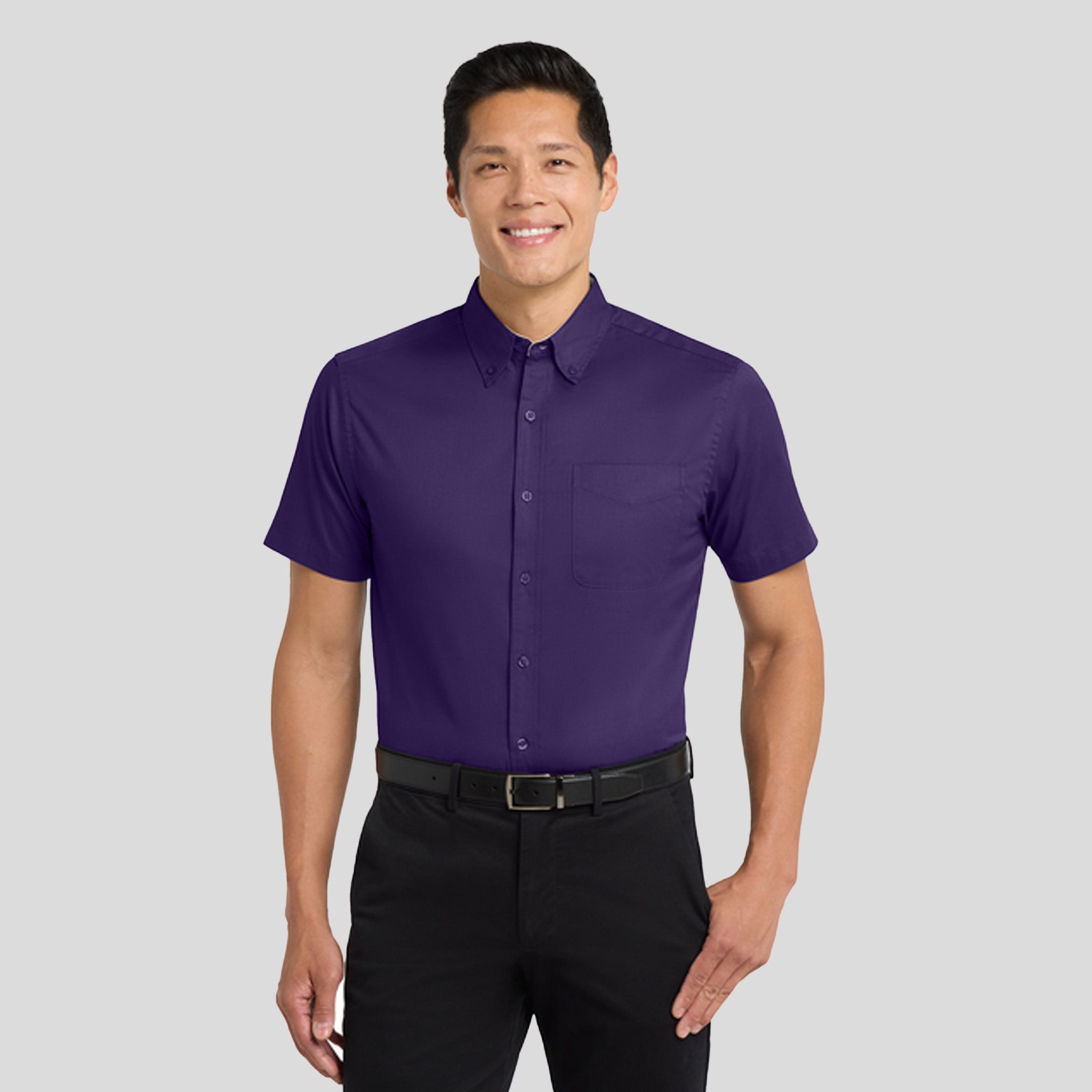 Short Sleeve Easy Care Shirt | Purple/Light Stone