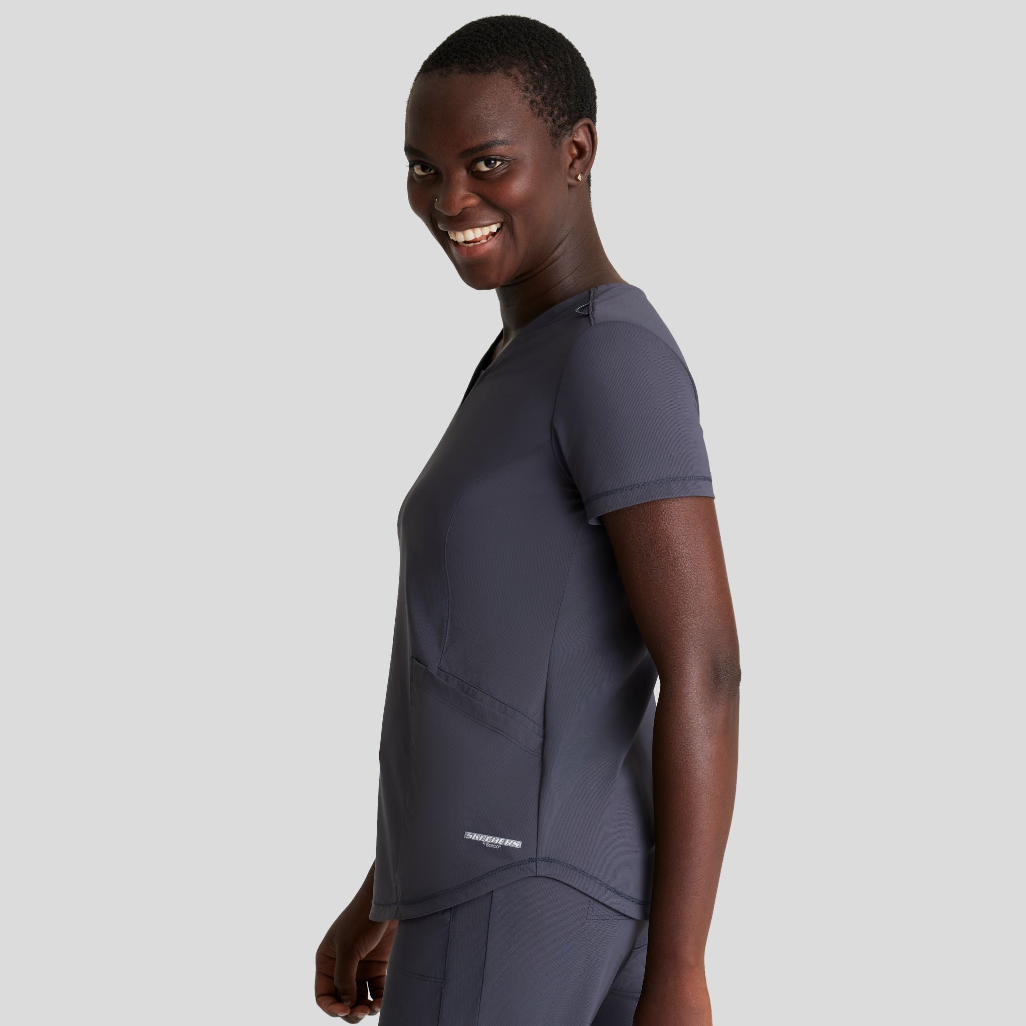Serene 3-Pocket V-Neck Top | Pewter