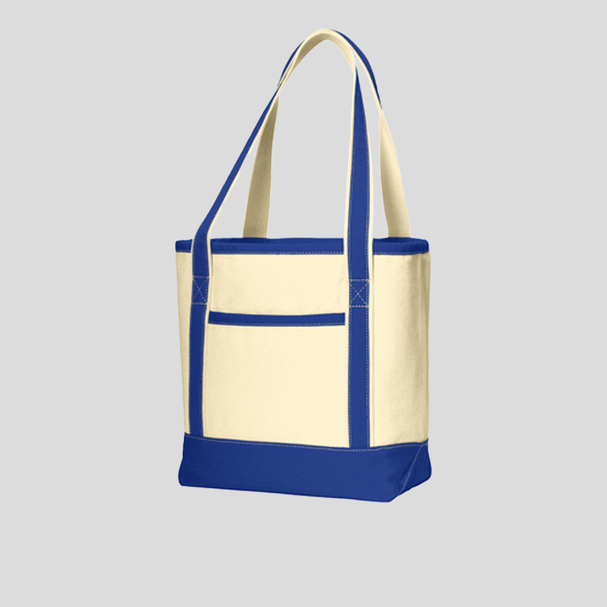 Medium Cotton Canvas Tote | Natural/True Royal