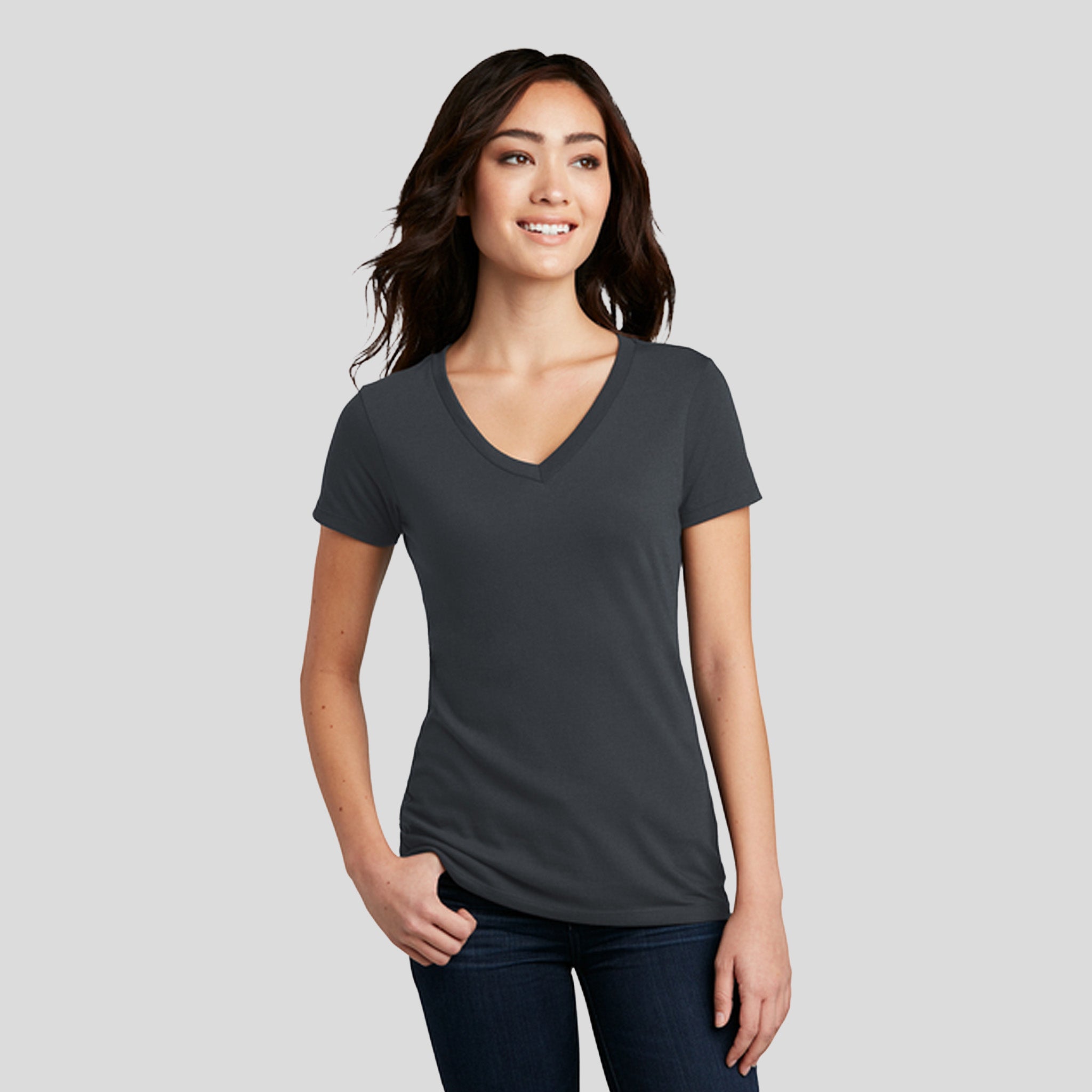 Women’s Perfect Blend® CVC V-Neck Tee | Charcoal