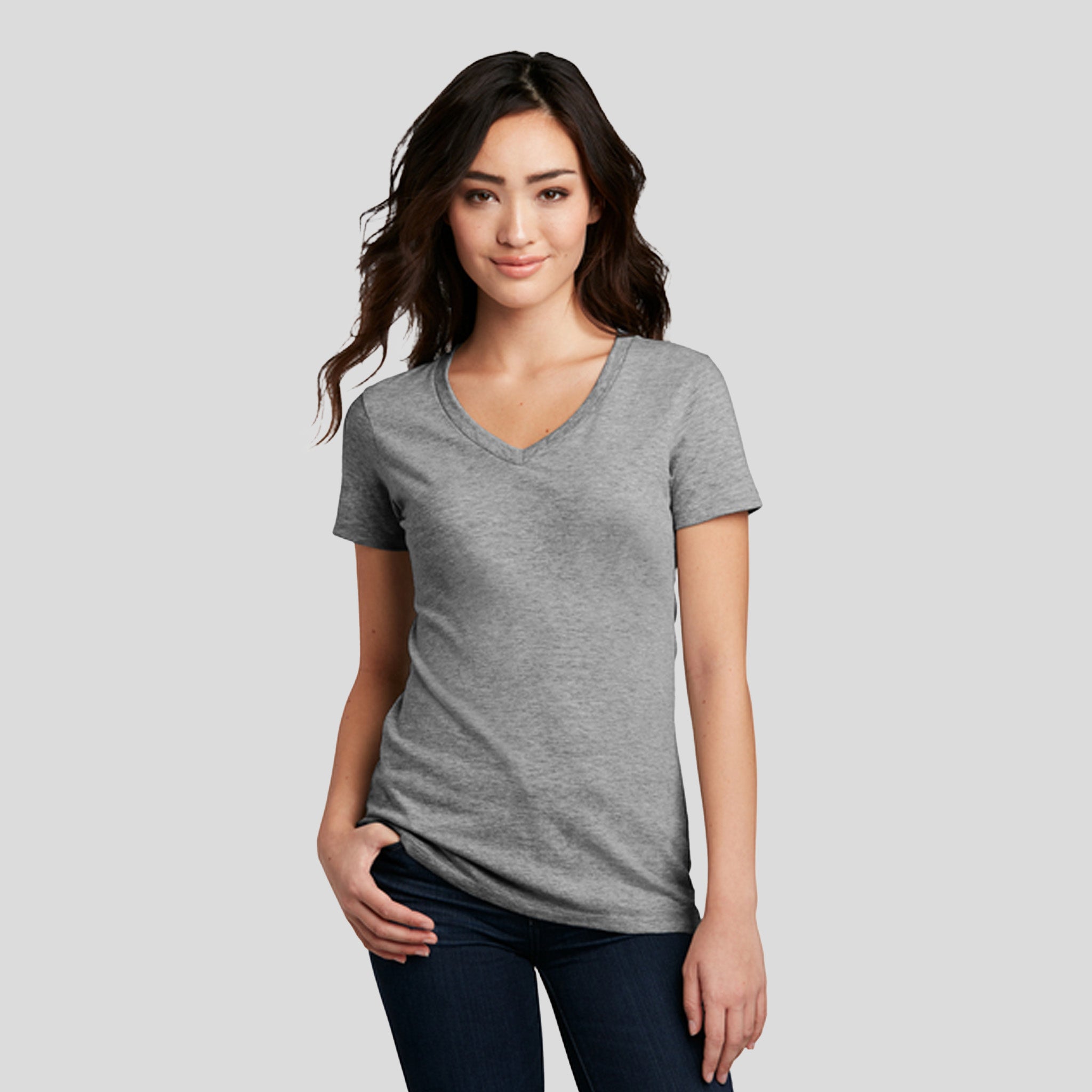 Women’s Perfect Blend® CVC V-Neck Tee | Grey Frost