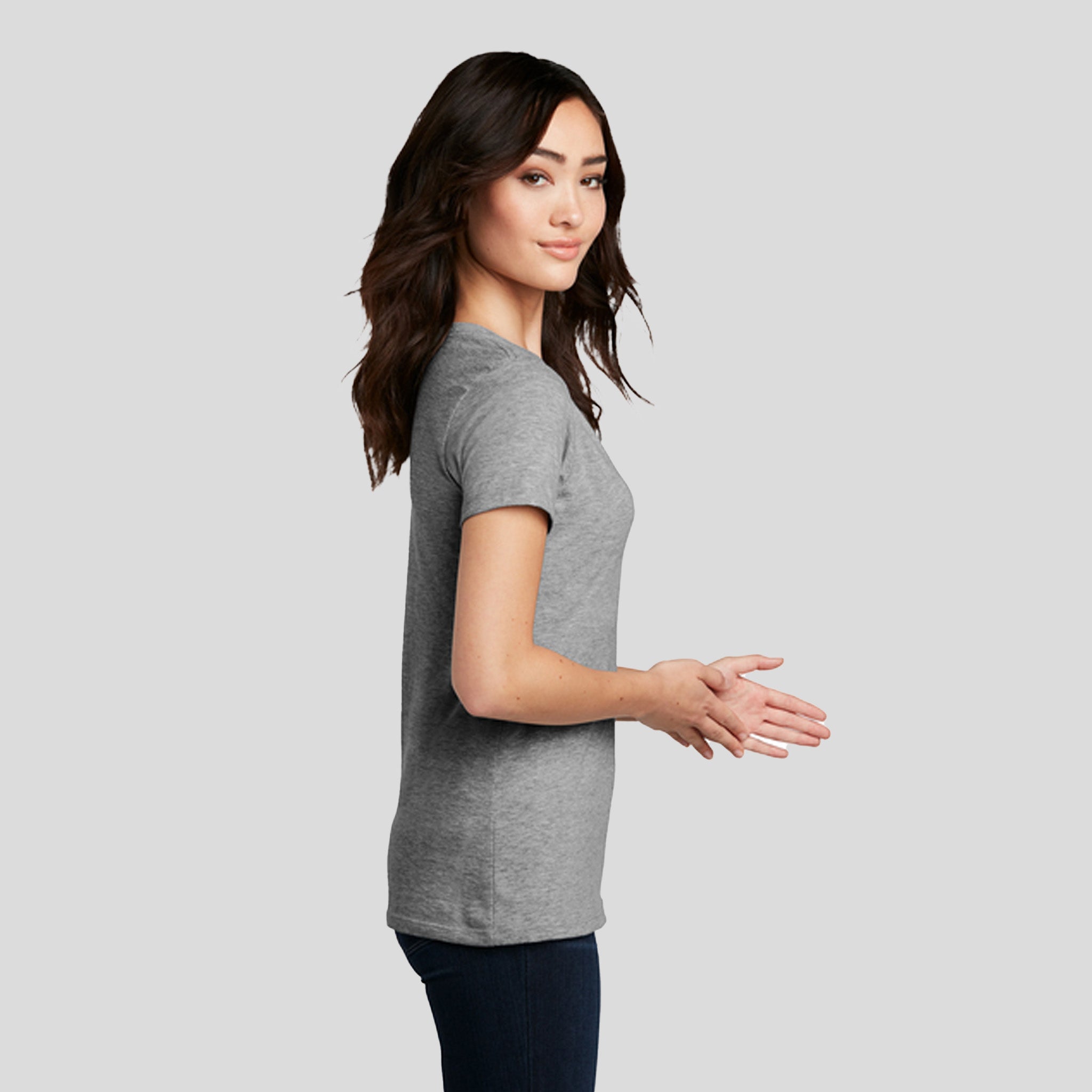Women’s Perfect Blend® CVC V-Neck Tee | Grey Frost