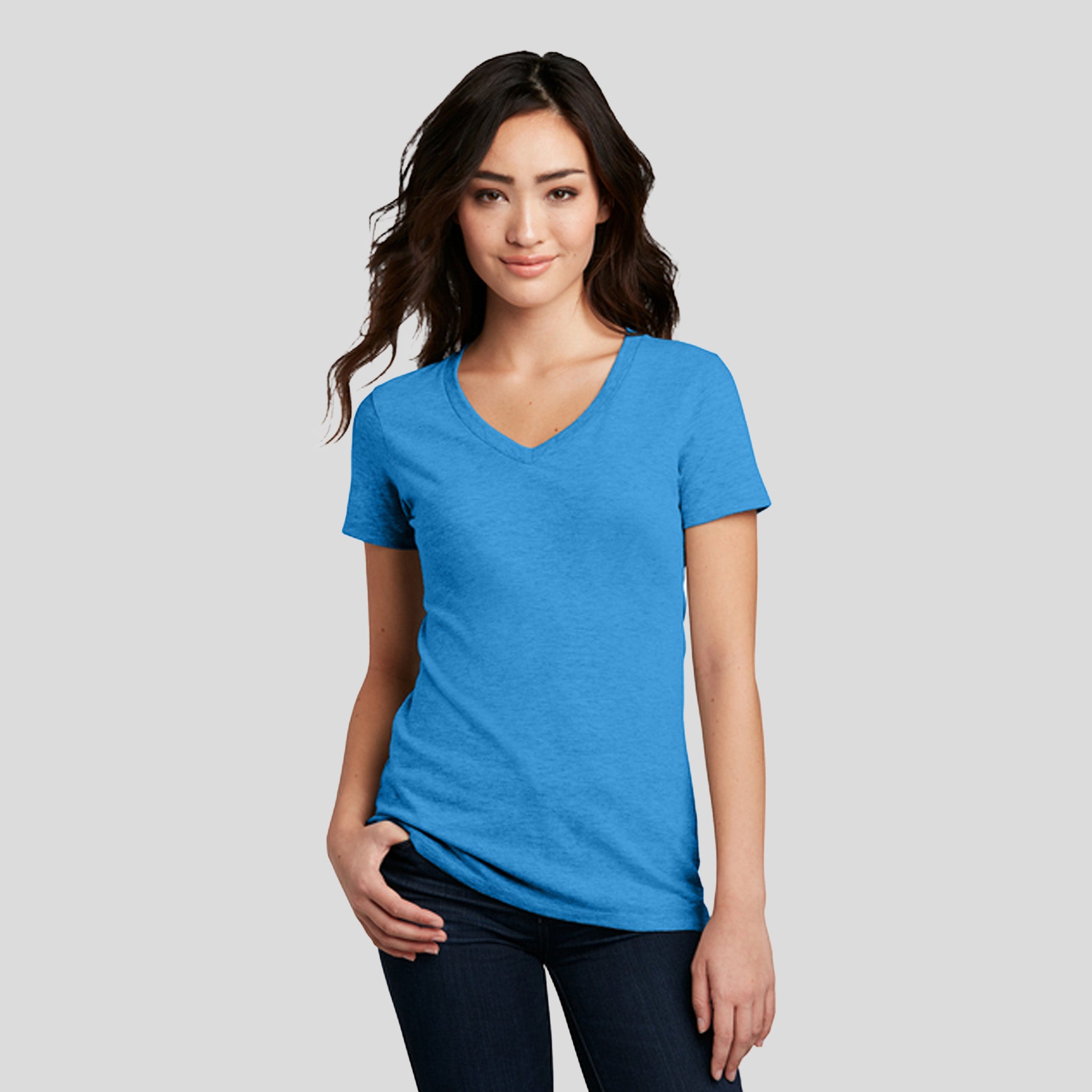 Women’s Perfect Blend® CVC V-Neck Tee | Heathered Bright Turquoise
