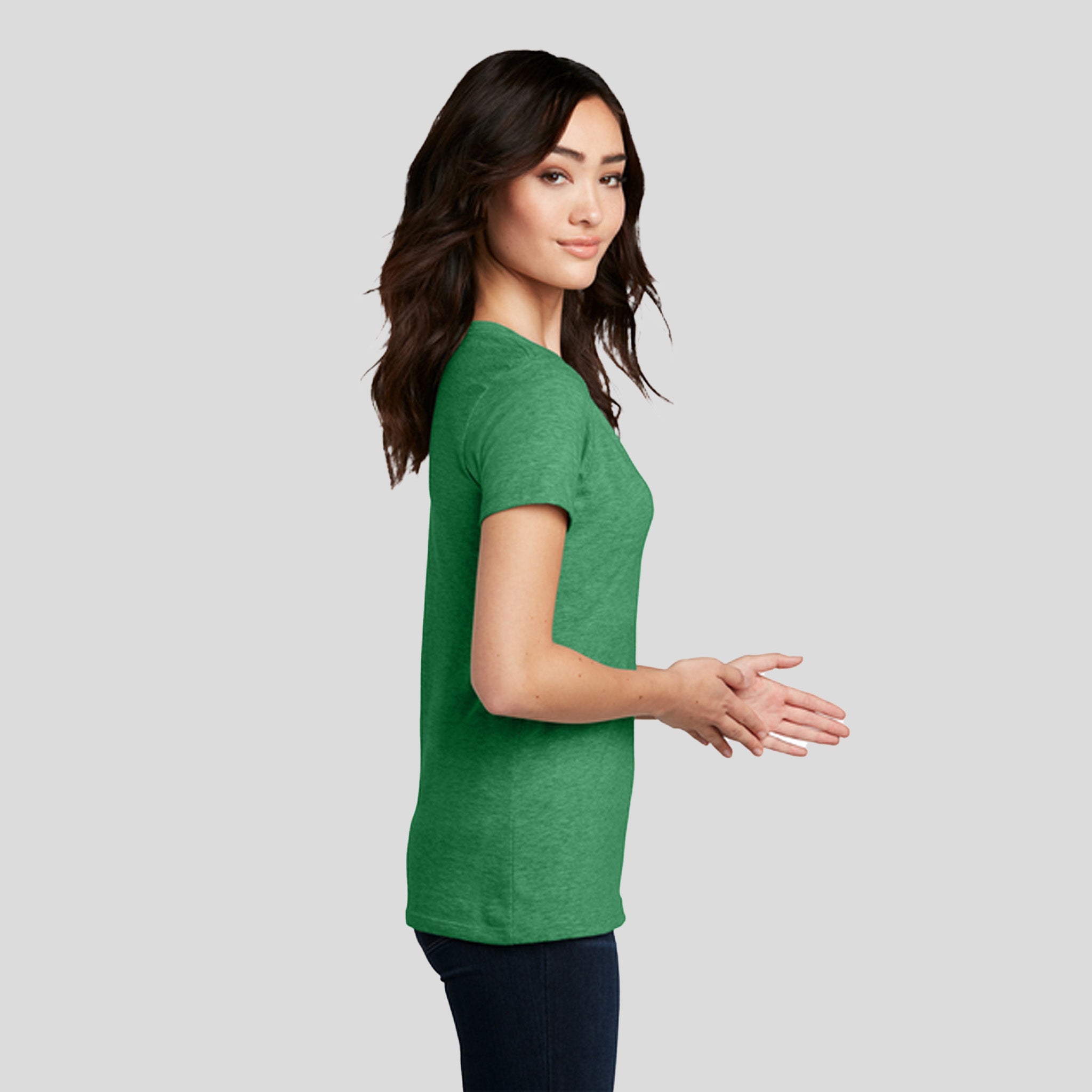 Women’s Perfect Blend® CVC V-Neck Tee | Heathered Kelly Green