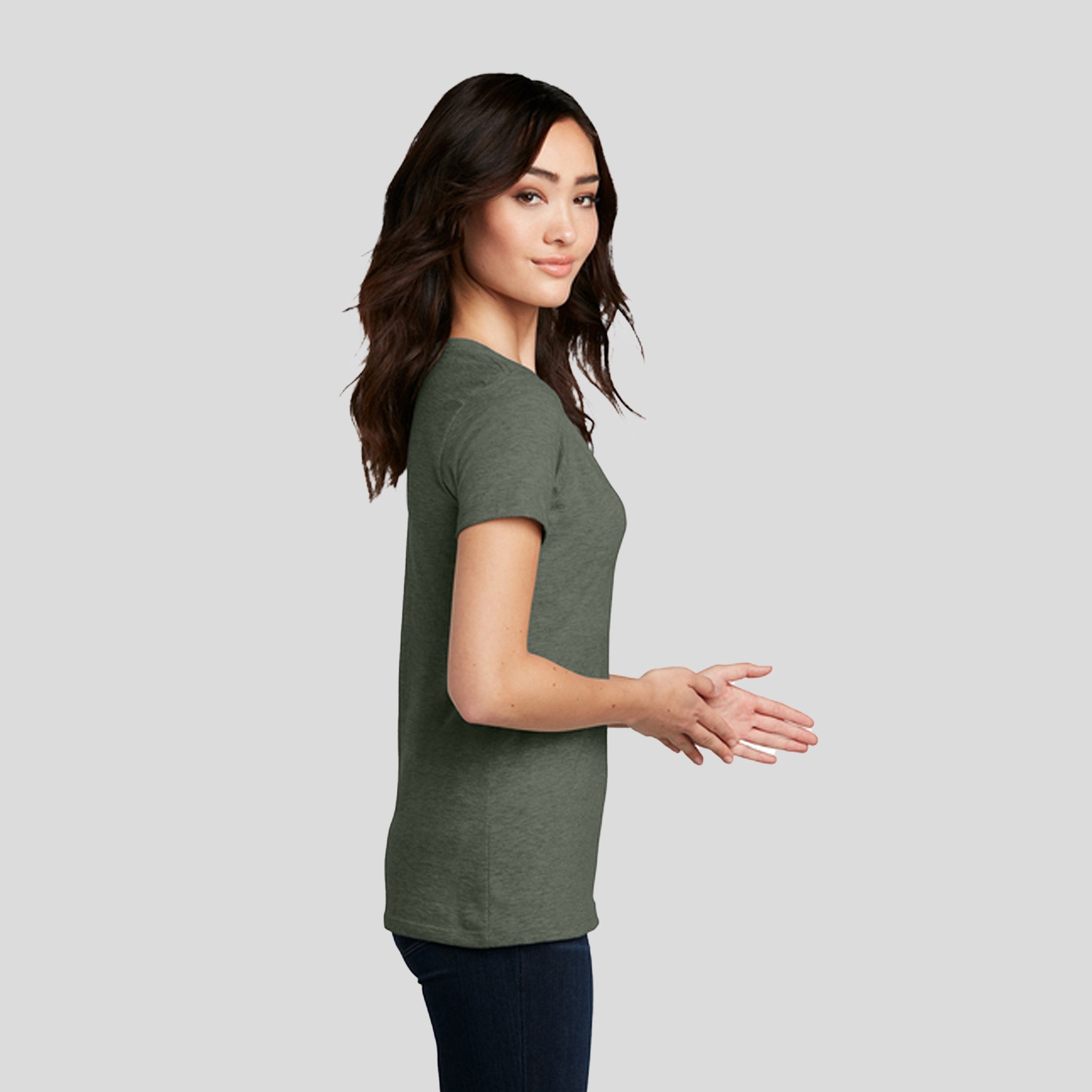 Women’s Perfect Blend® CVC V-Neck Tee | Heathered Olive
