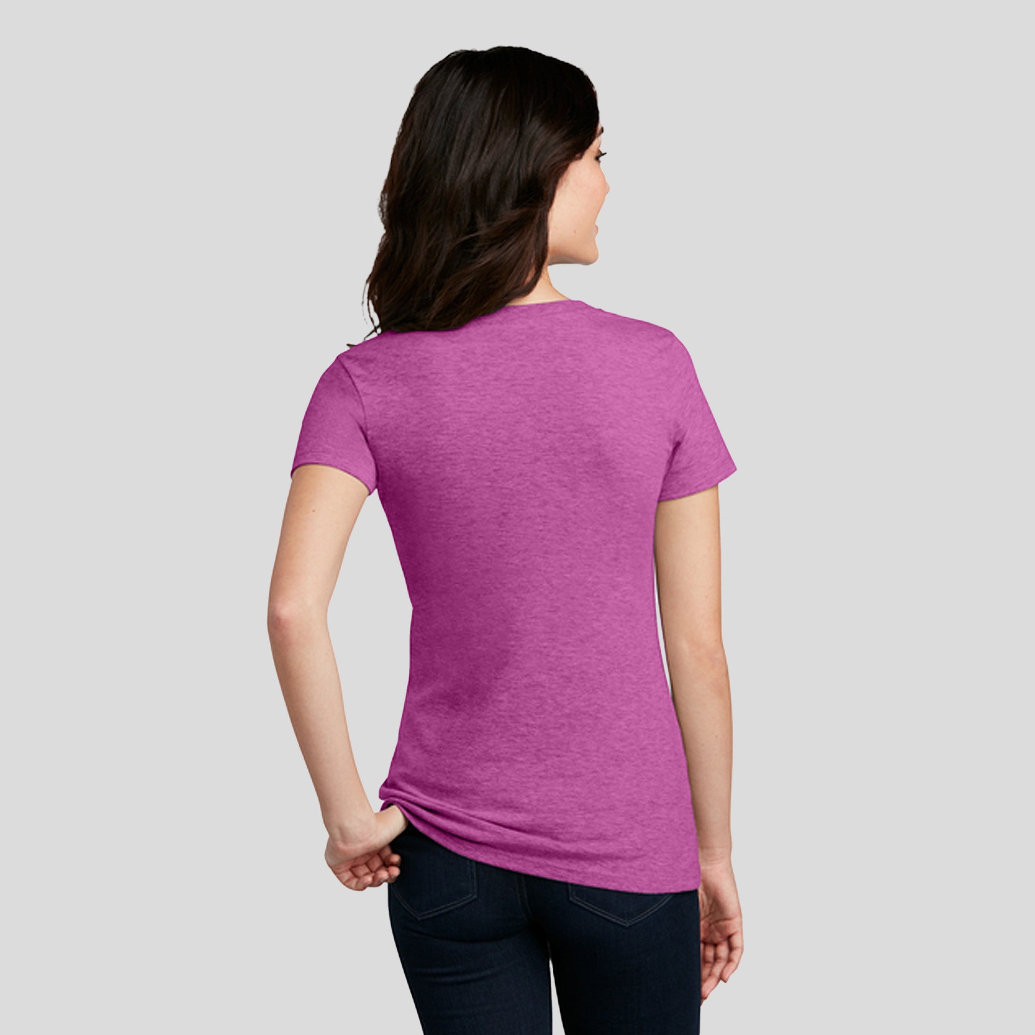 Women’s Perfect Blend® CVC V-Neck Tee | Heathered Pink Raspberry