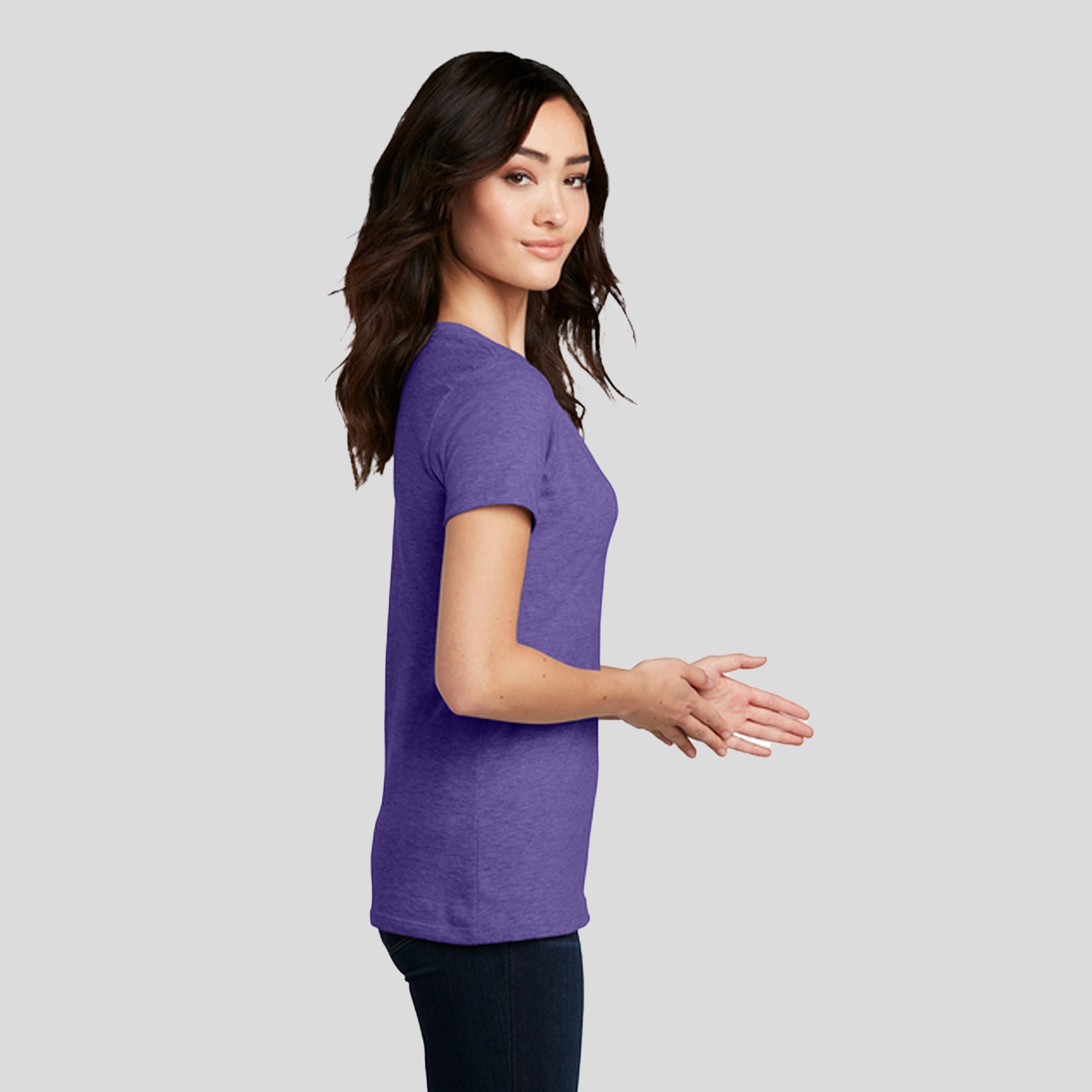 Women’s Perfect Blend® CVC V-Neck Tee | Heathered Purple