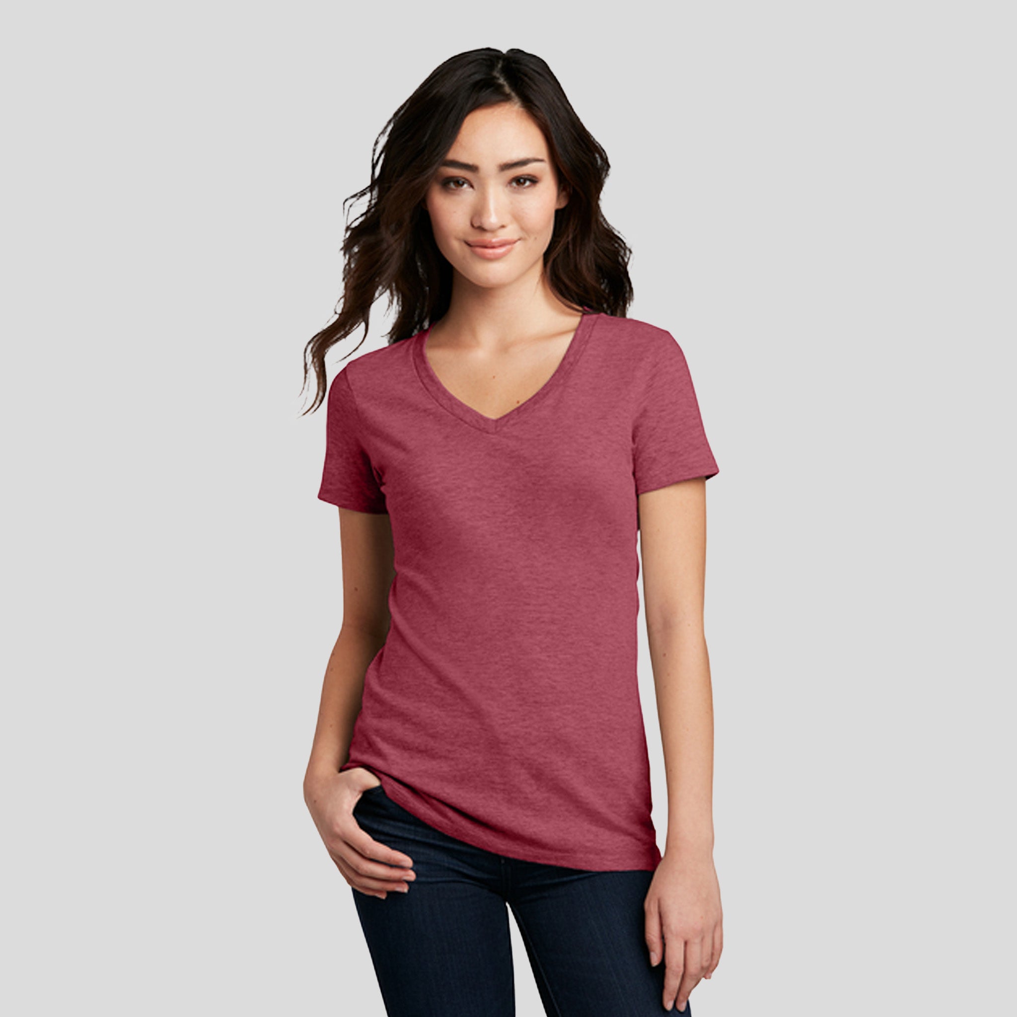 Women’s Perfect Blend® CVC V-Neck Tee | Heathered Red