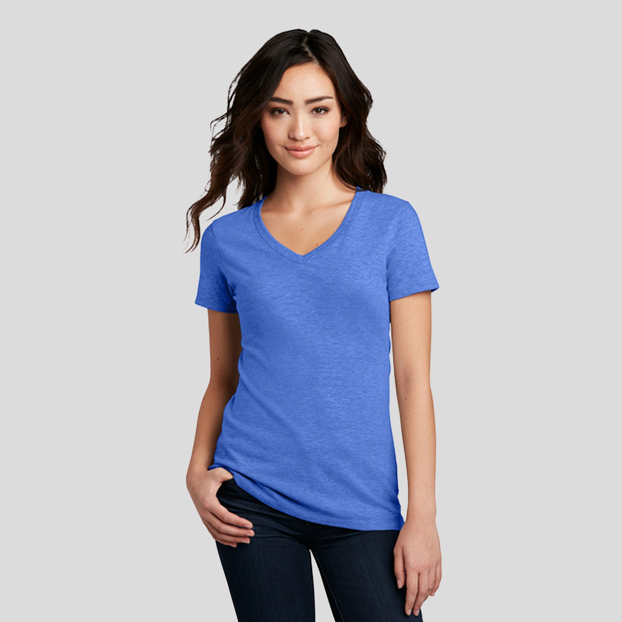 Women’s Perfect Blend® CVC V-Neck Tee | Heathered Royal