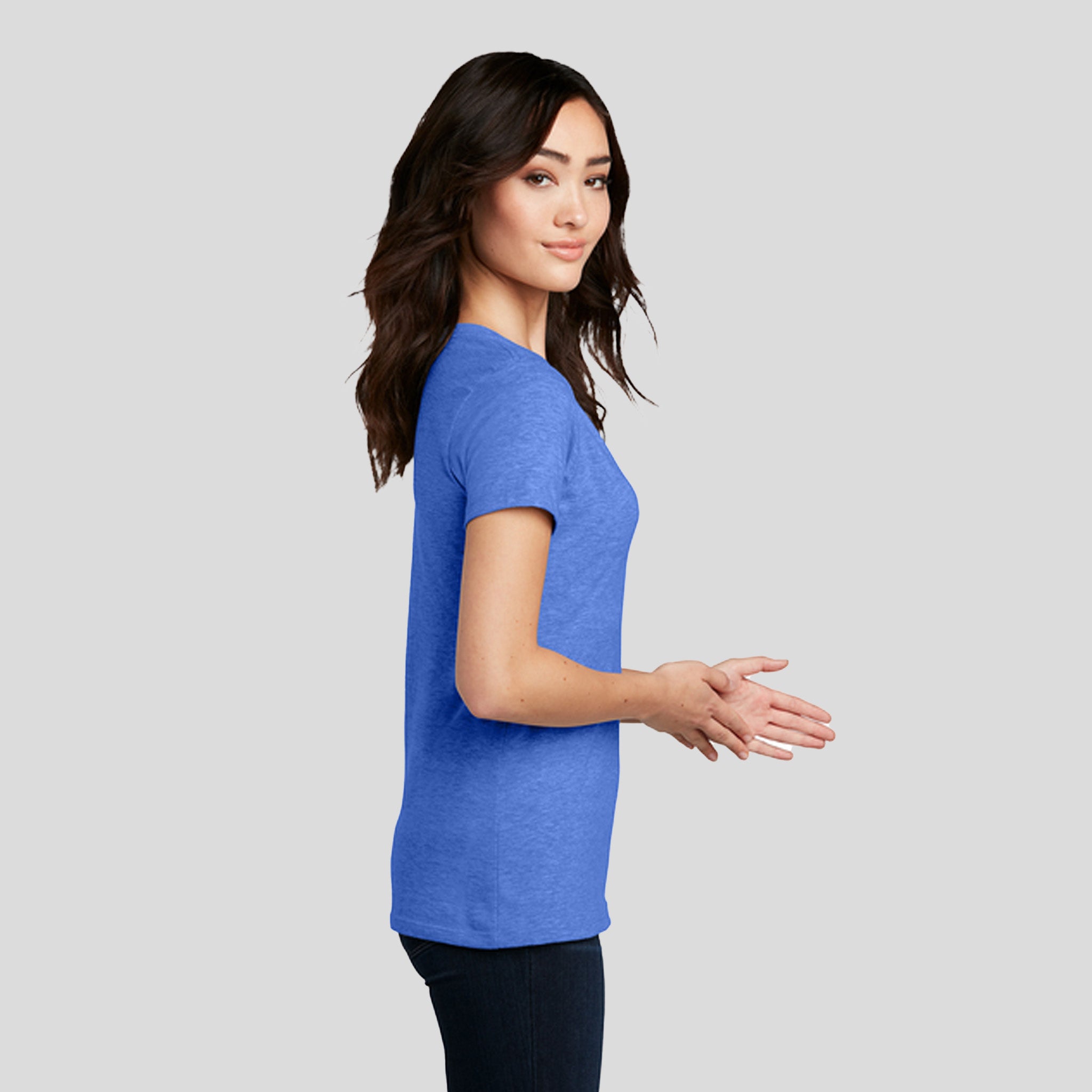 Women’s Perfect Blend® CVC V-Neck Tee | Heathered Royal