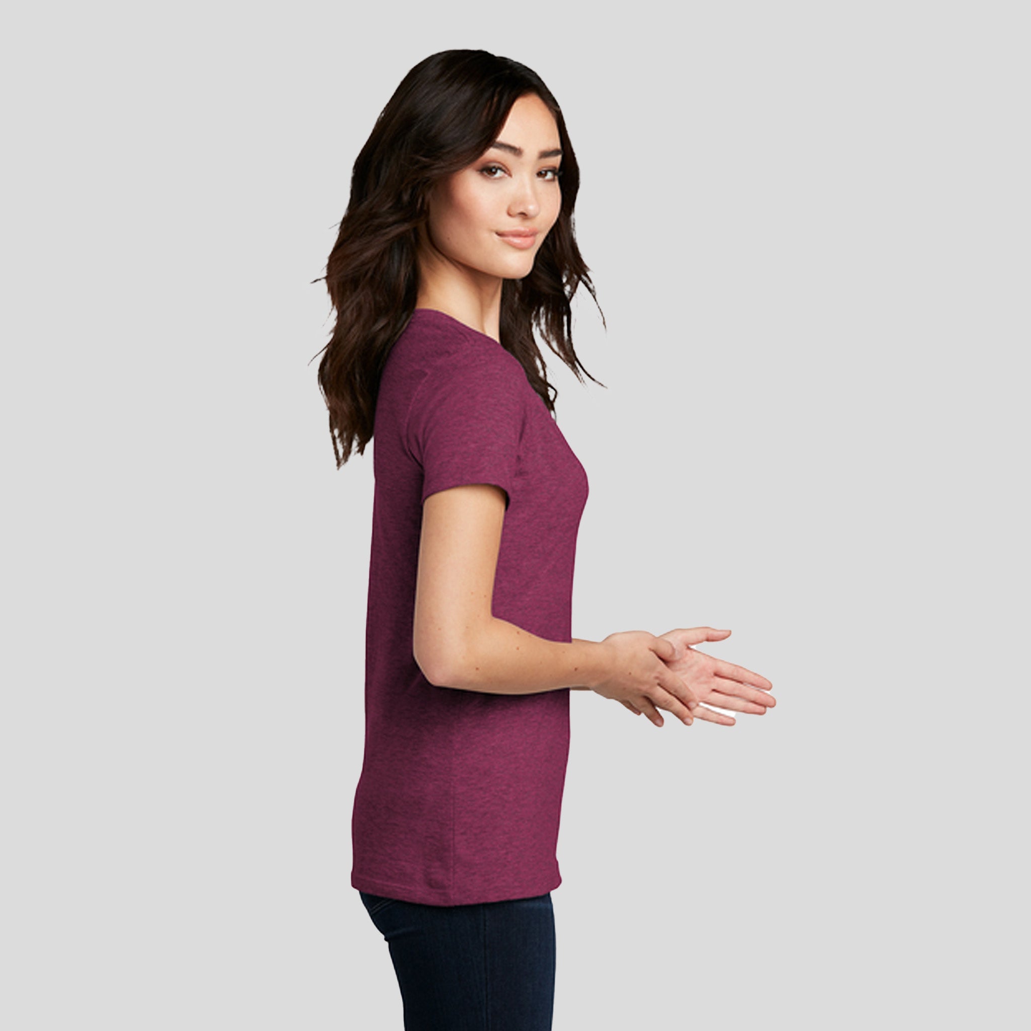 Women’s Perfect Blend® CVC V-Neck Tee | Raspberry Fleck