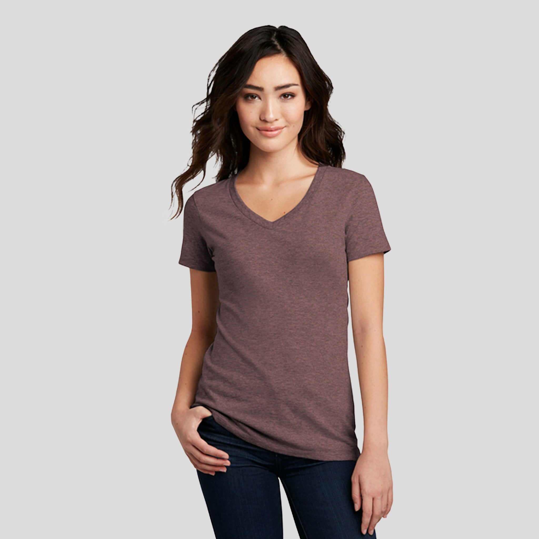 Women’s Perfect Blend® CVC V-Neck Tee | Rose Fleck