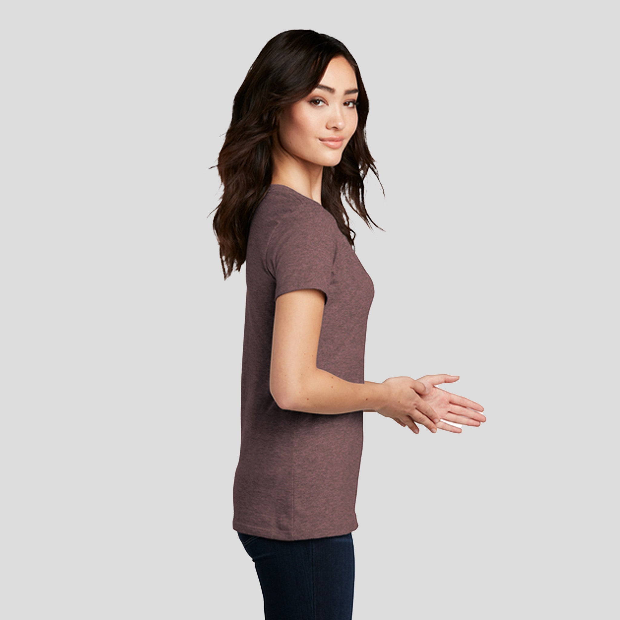 Women’s Perfect Blend® CVC V-Neck Tee | Rose Fleck