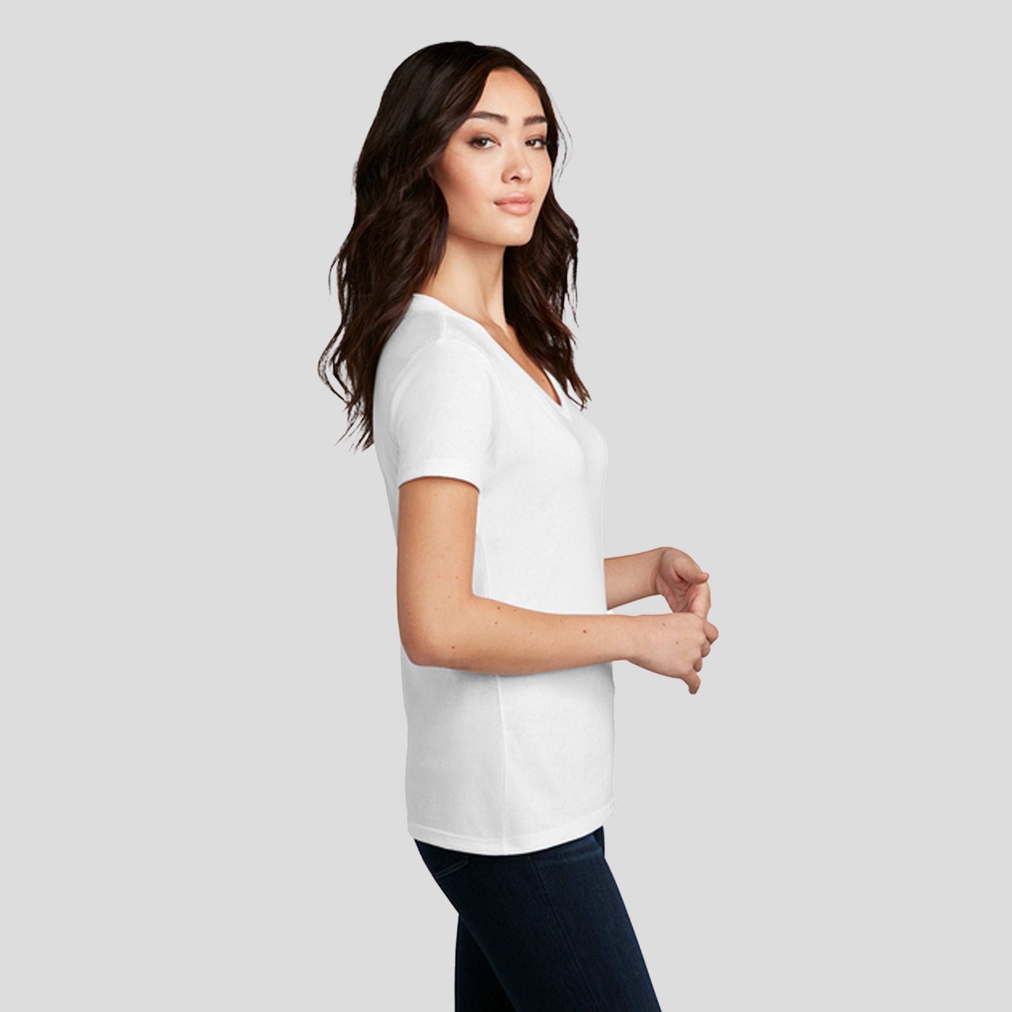 Women’s Perfect Blend® CVC V-Neck Tee | White