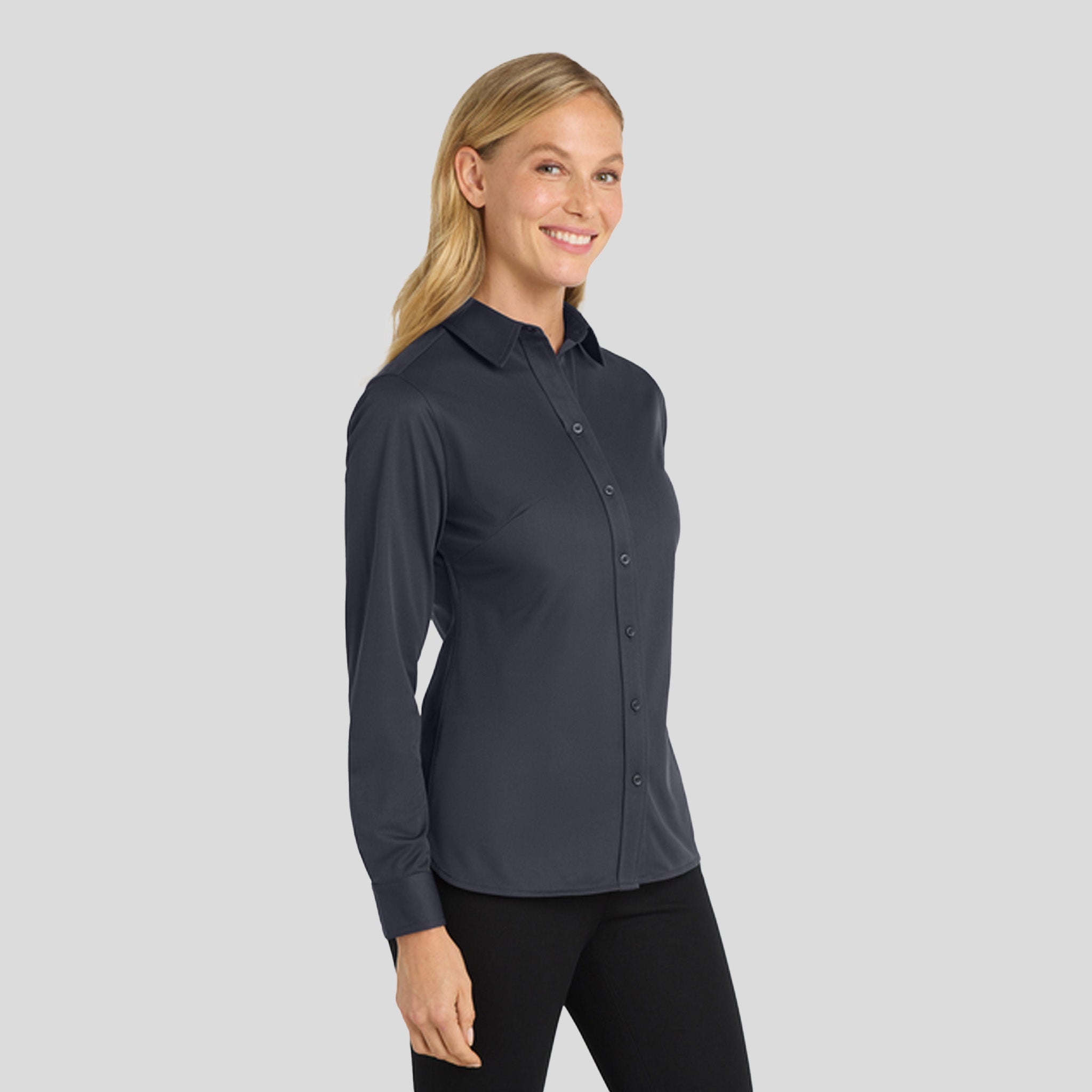 Women's Dimension Knit Dress Shirt | Battleship Grey