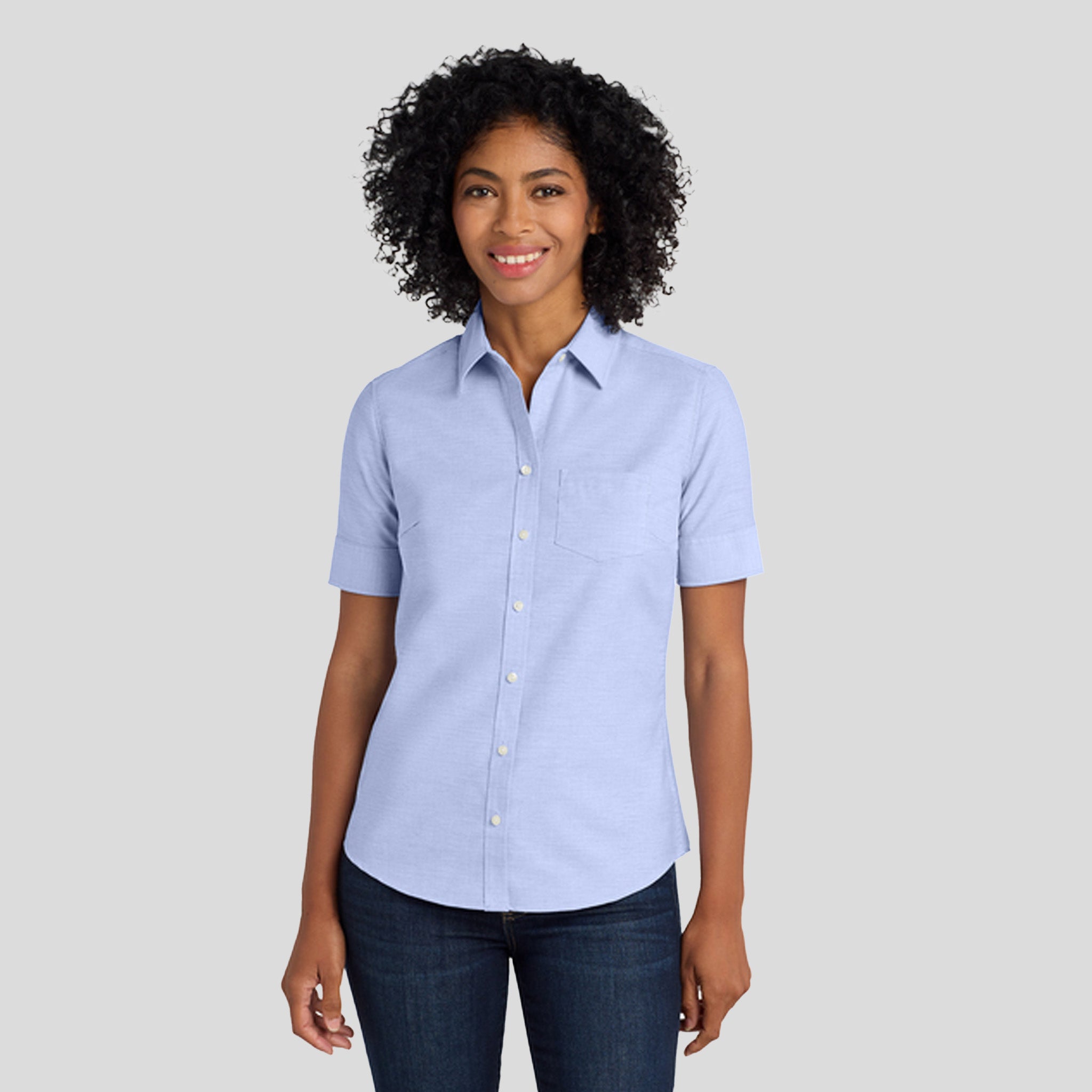 Women's Short Sleeve SuperPro™ Oxford Shirt | Oxford Blue
