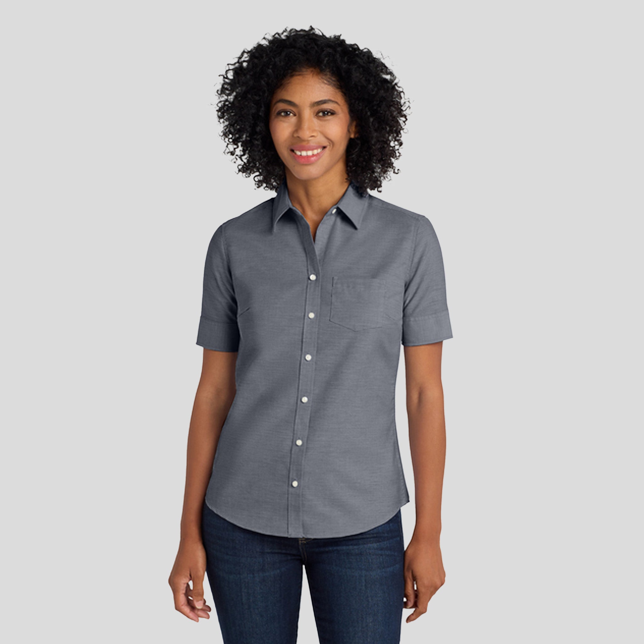 Women's Short Sleeve SuperPro™ Oxford Shirt | Black
