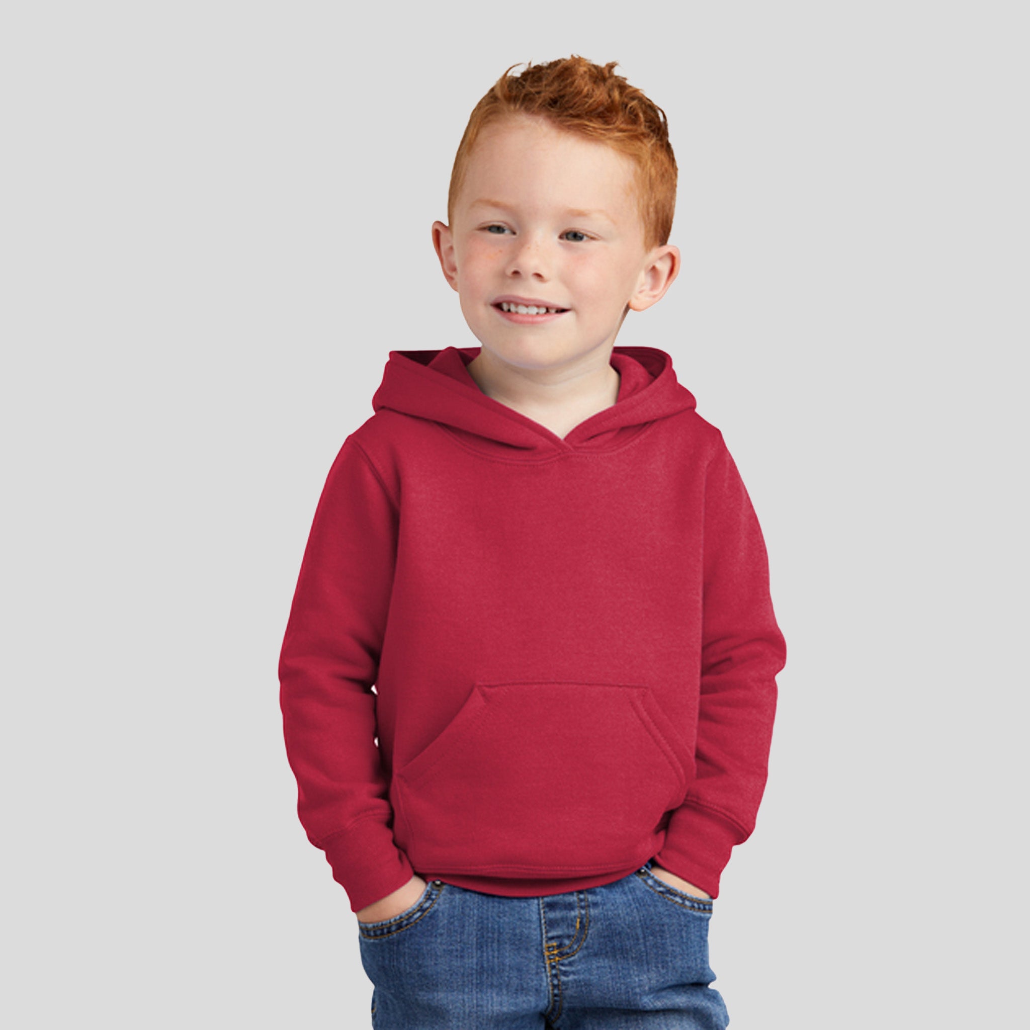 Toddler Core Fleece Pullover Hooded Sweatshirt | Red